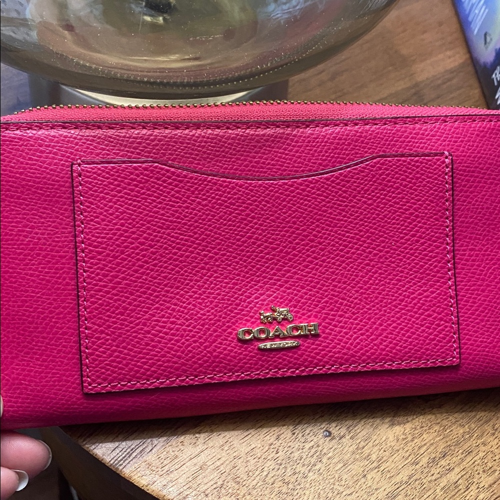 Coach Long Accordion Zip-around Wallet In Leather/Pink Magenta F54007 - Picture 7 of 8